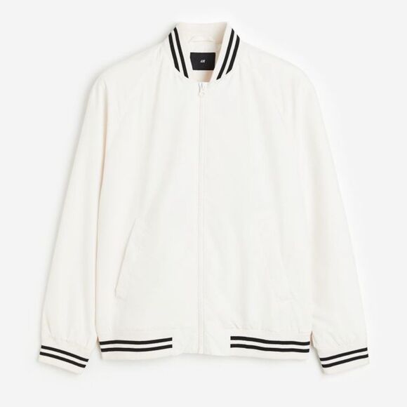 H&M Men’s Bomber Jacket White Size XL - Picture 3 of 11